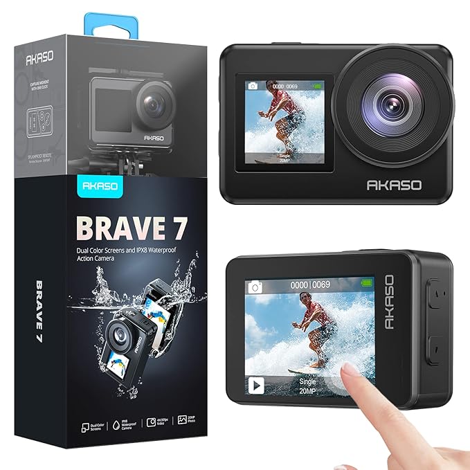 Akaso Brave 7 4K Action Camera Waterproof Body &amp; EIS Stabilization